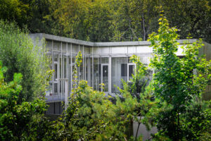 Architecture moderne fondue dans la végétation alentour